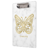 幾何学模様の印刷された金ゴールドパーソナライズされた蝶 クリップボード (左)