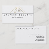 幾何学模様の山のロゴ |金ゴールド |事業カスタム業 名刺 (正面/裏面)