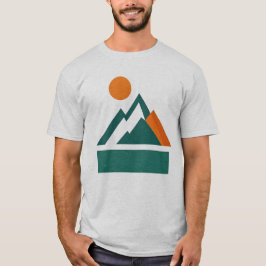 幾何学模様の山の日の入りTシャツ Tシャツ