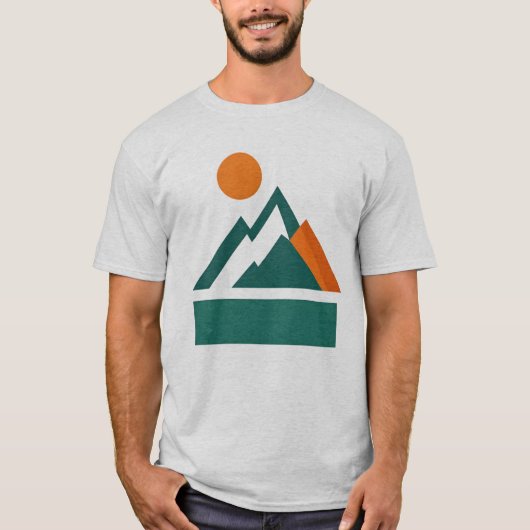 幾何学模様の山の日の入りTシャツ Tシャツ (正面)