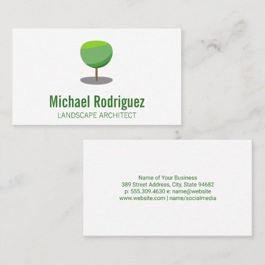 幾何学模様の木のロゴ 名刺 (正面/裏面)