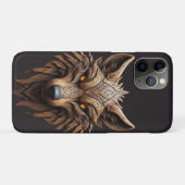幾何学模様の木製オオカミの彫刻アート Case-Mate iPhoneケース (裏面(横))