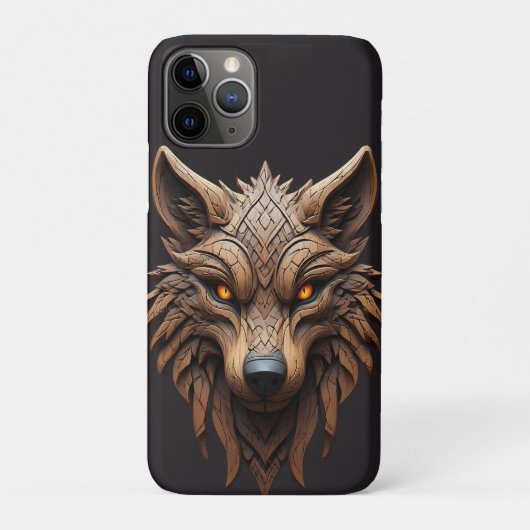 幾何学模様の木製オオカミの彫刻アート Case-Mate iPhoneケース (裏)