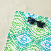 幾何学模様の正方形とダイヤモンド ビーチタオル (インサイチュ)