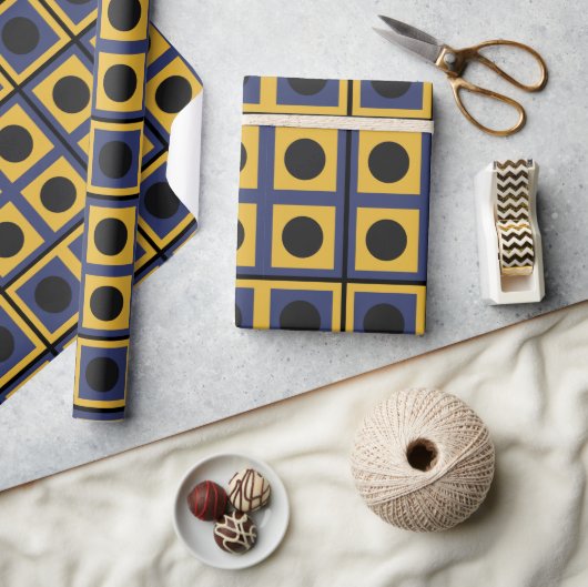 幾何学模様の正方形のモダン円 ラッピングペーパー (クラフト)