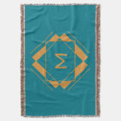 幾何学模様の毛布にあなたのモノグラム スローブランケット (正面縦)