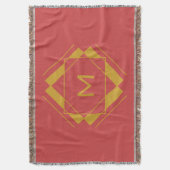 幾何学模様の毛布にあなたのモノグラム スローブランケット (正面縦)