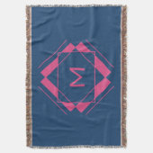 幾何学模様の毛布にあなたのモノグラム スローブランケット (正面縦)