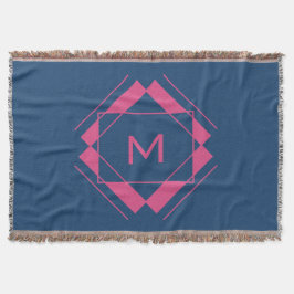 幾何学模様の毛布にあなたのモノグラム スローブランケット