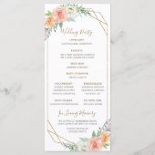 幾何学模様の水の色の花結婚式 プログラム (裏面)