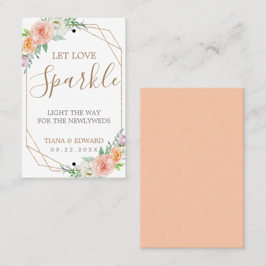 幾何学模様の水彩の花結婚のスパーカーラベル 名刺 (正面/裏面)