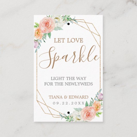 幾何学模様の水彩の花結婚のスパーカーラベル 名刺 (正面)