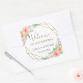 幾何学模様の水彩の花結婚の歓迎バッグ スクエアシール (封筒)