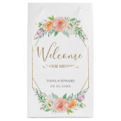 幾何学模様の水彩の花結婚の歓迎バッグ スモールペーパーバッグ (裏面)