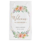 幾何学模様の水彩の花結婚の歓迎バッグ スモールペーパーバッグ (正面)