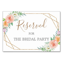 幾何学模様の水彩フラワーズリザーブドテーブルサイン テーブルナンバー