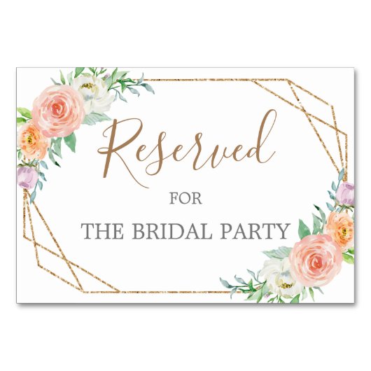 幾何学模様の水彩フラワーズリザーブドテーブルサイン テーブルナンバー (正面)