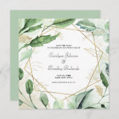 幾何学模様の水彩緑 セーブザデート (正面/裏面)