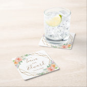 幾何学模様の水彩花結婚のコースター スクエアペーパーコースター (インサイチュ)