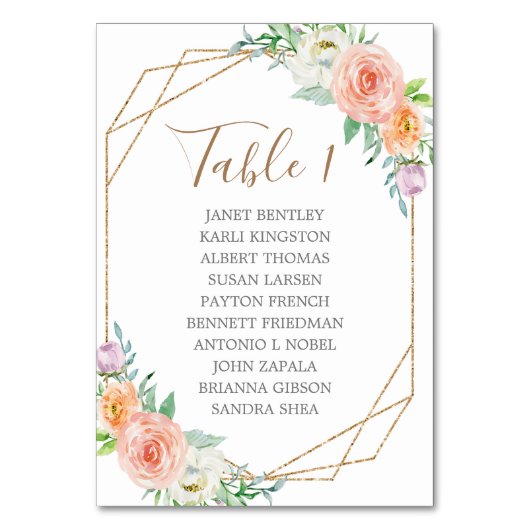 幾何学模様の水色の結婚花の座席表 テーブルナンバー (裏面)