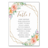 幾何学模様の水色の結婚花の座席表 テーブルナンバー (正面)