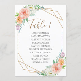 幾何学模様の水色の結婚花の座席表 プログラム