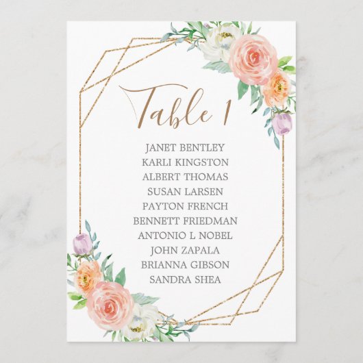 幾何学模様の水色の結婚花の座席表 プログラム (裏面)