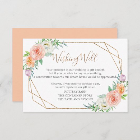 幾何学模様の水色の花結婚の登録カード 出欠カード (正面/裏面)