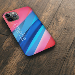 幾何学模様の波 コーラルブルー iPhone 11 PROケース
