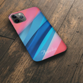 幾何学模様の波 コーラルブルー iPhone 11 PROケース