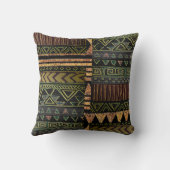 幾何学模様の泥の布 クッション (裏面)