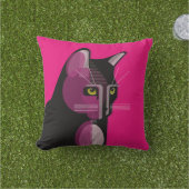 幾何学模様の猫のイラスト アウトドアクッション (芝生)