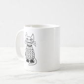 幾何学模様の猫 黒と白 コーヒーマグカップ (正面左)