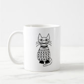 幾何学模様の猫 黒と白 コーヒーマグカップ (左)