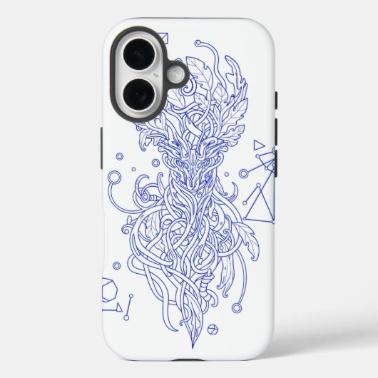 幾何学模様の生命の樹 セレスチャルブルーラインアート Case-Mate iPhoneケース (裏面)