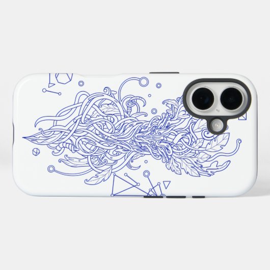 幾何学模様の生命の樹 セレスチャルブルーラインアート Case-Mate iPhoneケース (裏面 (横))