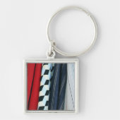 幾何学模様の生地5つ キーホルダー (正面)