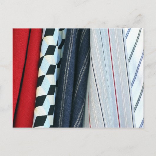 幾何学模様の生地5つ ポストカード (正面)