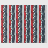 幾何学模様の生地5つ ラッピングペーパー (フラット)