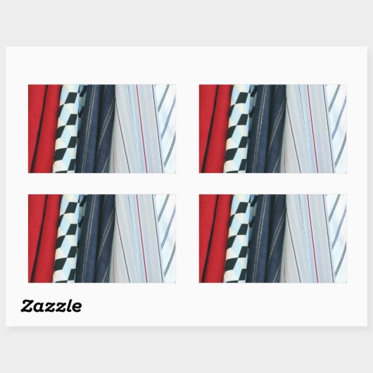 幾何学模様の生地5つ 長方形シール (シート)