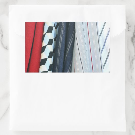 幾何学模様の生地5つ 長方形シール (バッグ)