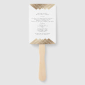 幾何学模様の白い金ゴールド結婚ギャツビー ハンドファン (裏面)