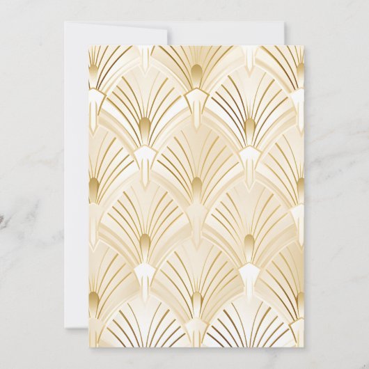幾何学模様の白い金ゴールド結婚ギャツビー 招待状 (裏面)