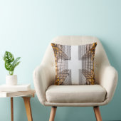 幾何学模様の白い金ゴールド茶色の装飾の枕 クッション (椅子)