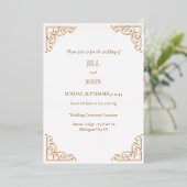 幾何学模様の箔押しローズゴールド 結婚式 招待状 (立ち正面)
