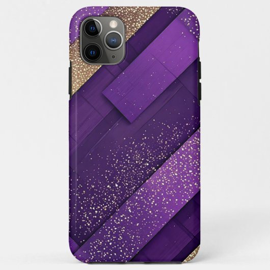 幾何学模様の紫と金色のラメ抽象画 Case-Mate iPhoneケース (裏面)
