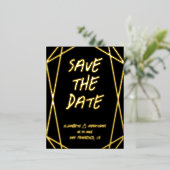 幾何学模様の結婚式の日付の保存 箔招待状ポストカード (立ち正面)