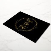 幾何学模様の結婚式の日付の保存 箔招待状 (回転した状態)