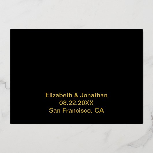 幾何学模様の結婚式の日付の保存 箔招待状 (裏面)