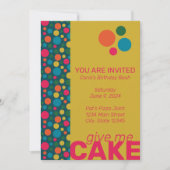 幾何学模様の緑と黄色の円のドット 招待状 (正面)